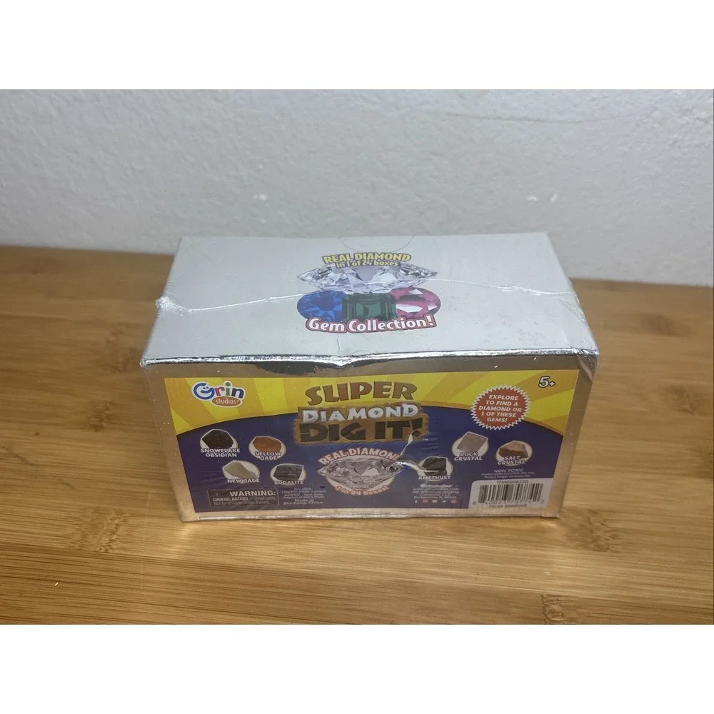 Grin Studios Super Diamond Dig It Real Diamond 1 In 24 Boxes Jewel Gem Box NEW